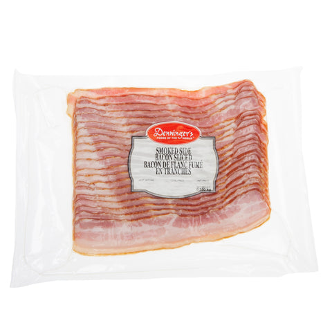 300 gram package of Denninger's smoked side bacon sliced. 