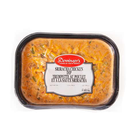 300 gram frozen package of Denninger's Sriracha Chicken Dip