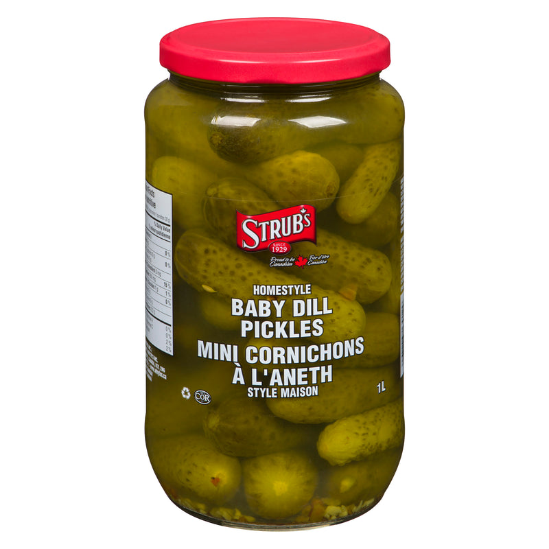1 litre glass jar Strub's baby dill pickles