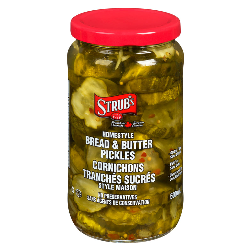 500 ml glass jar of Strub's bread and butter pickles