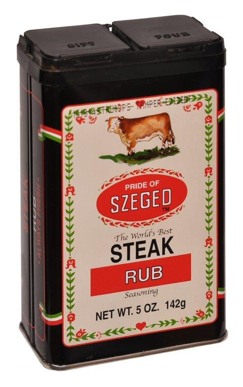 144 gram tin of Pride of Szeged Steak Rub.