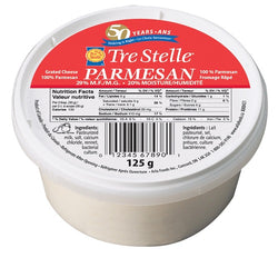 125 gram tub of Tre Stelle Parmesan grated cheese