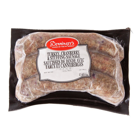 300 gram package of Denninger's Frozen Turkey Cranberry Stuffing Sausage - Frozen