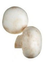 Picture shows two whole white mushrooms.  Item is packed 227 gram package of whole white mushrooms.