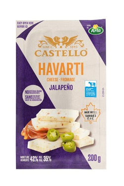 200 gram package of Castello Havarti with jalapeno